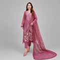 D4 VELVET-Rosewood Pink Elegance Embroidered 3 Piece Luxury Suit