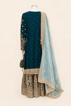 MAAYA | 4 piece Heavy Embroidered Chiffon wedding Gharara stitched suit