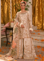 DUR | 3 piece Luxury Embroidered Pakistani silk sharara Suit | Wedding & Bridal Festive Wear