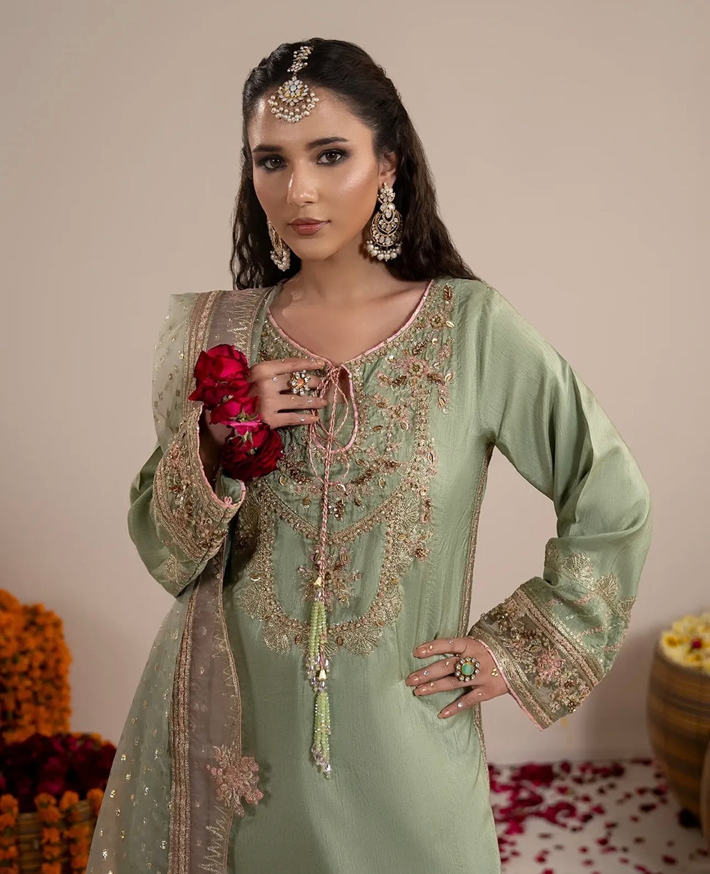 CHAAND RAAT | 3 piece Embroidered Raw Silk Suit