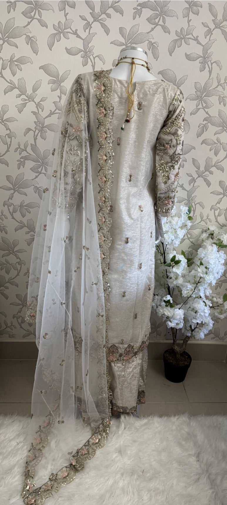 PEARLS | Pearl Champagne Hand Embellished Luxury 3 pcs Suit
