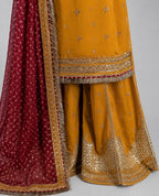 CHAAND RAAT | 3 piece Embroidered Raw Silk sharara Suit