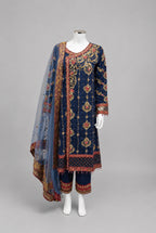 MEENA | 3 pcs Heavy Embroidered silk wedding suit
