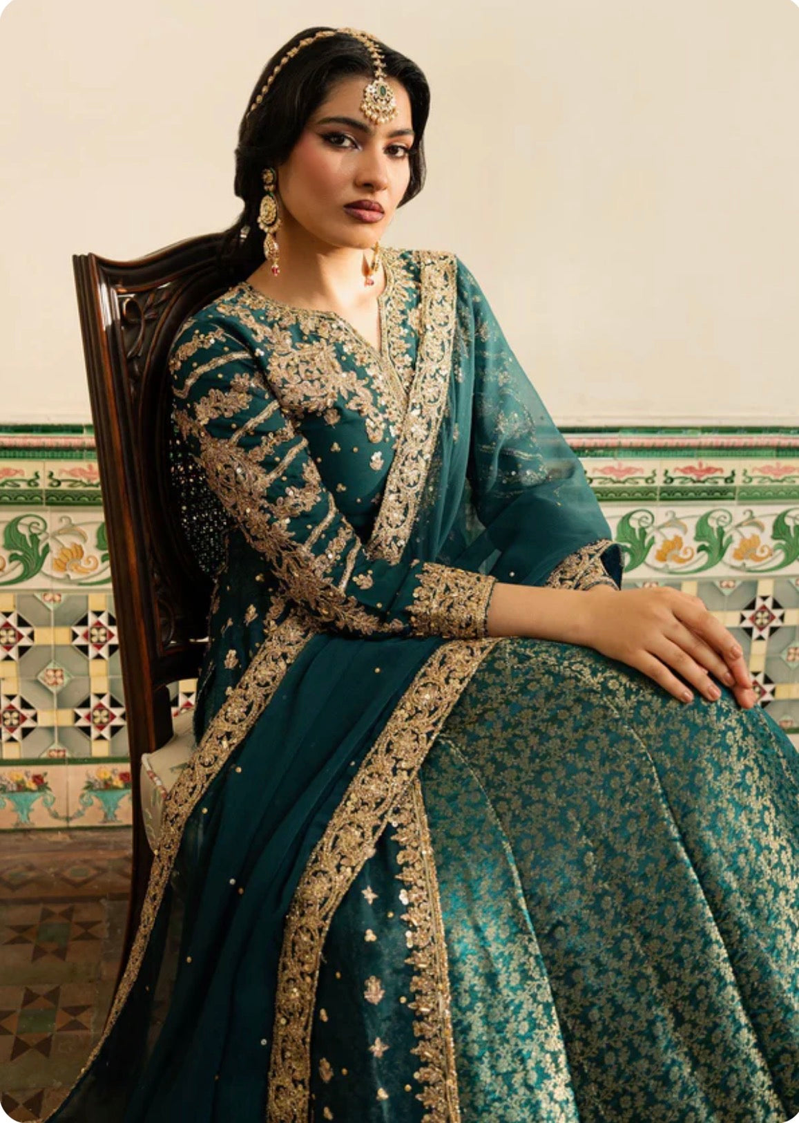 NAZLEEN | 3 piece embroidered Chiffon wedding Suit