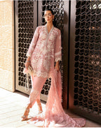 Rose Quartz | 3 piece Luxury Embroidered khaadi Net Suit