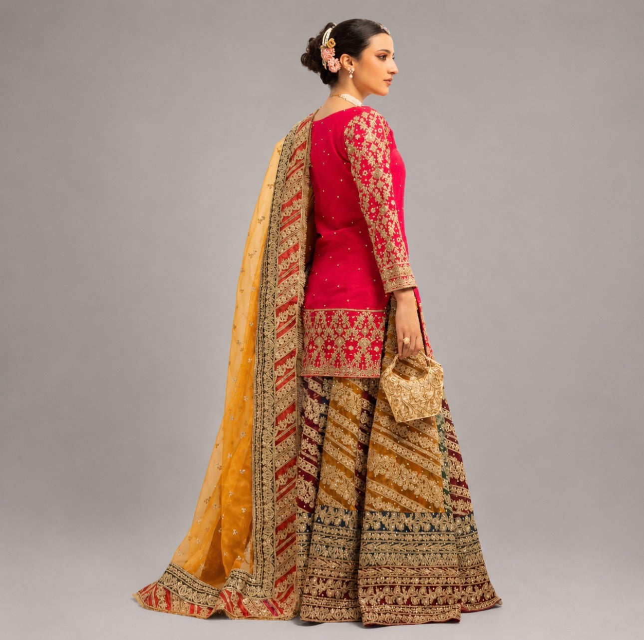 MEHNDI KI RAAT | 3 piece Embroidered Bridal Mayon/Mehndi Lehenga Dress