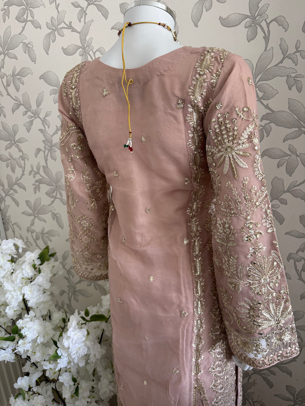 AFROZ Blush Pink | 3 piece Embroidered soft Organza suit