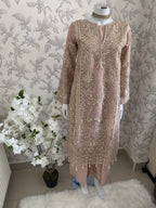 AFROZ Blush Pink | 3 piece Embroidered soft Organza suit