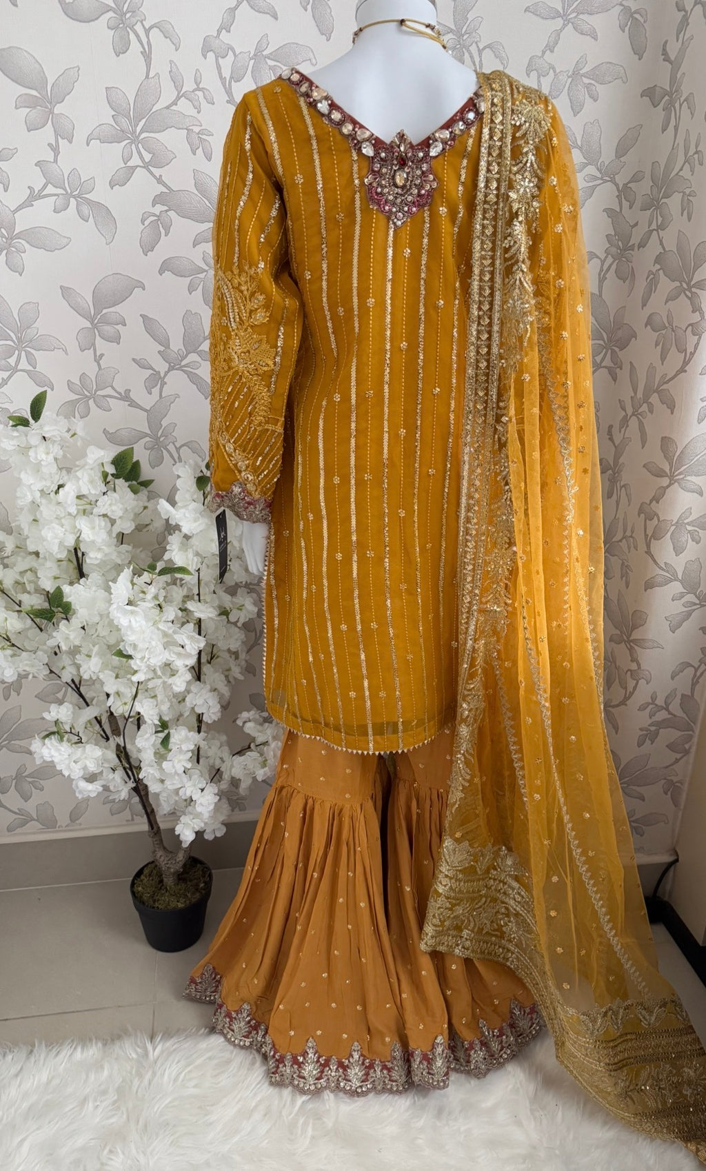 IMROZIAA | 3 piece Embroidered chiffon wedding Gharara Suit