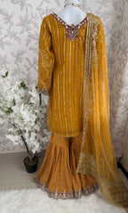 IMROZIAA | 3 piece Embroidered chiffon wedding Gharara Suit