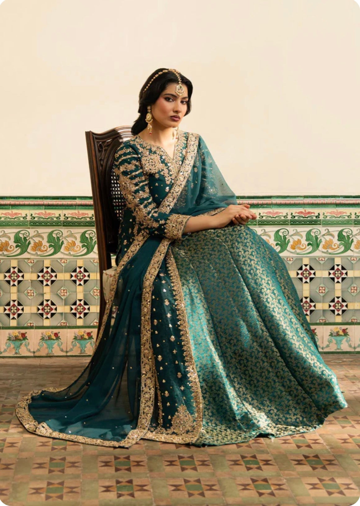 NAZLEEN | 3 piece embroidered Chiffon wedding Suit