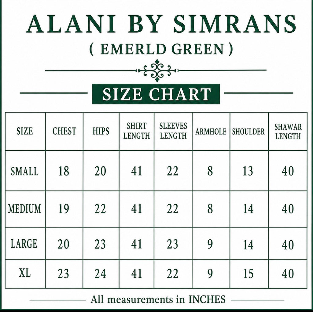 ALANI Emerald Green | 3 pieces heavy Embroidered chiffon suit