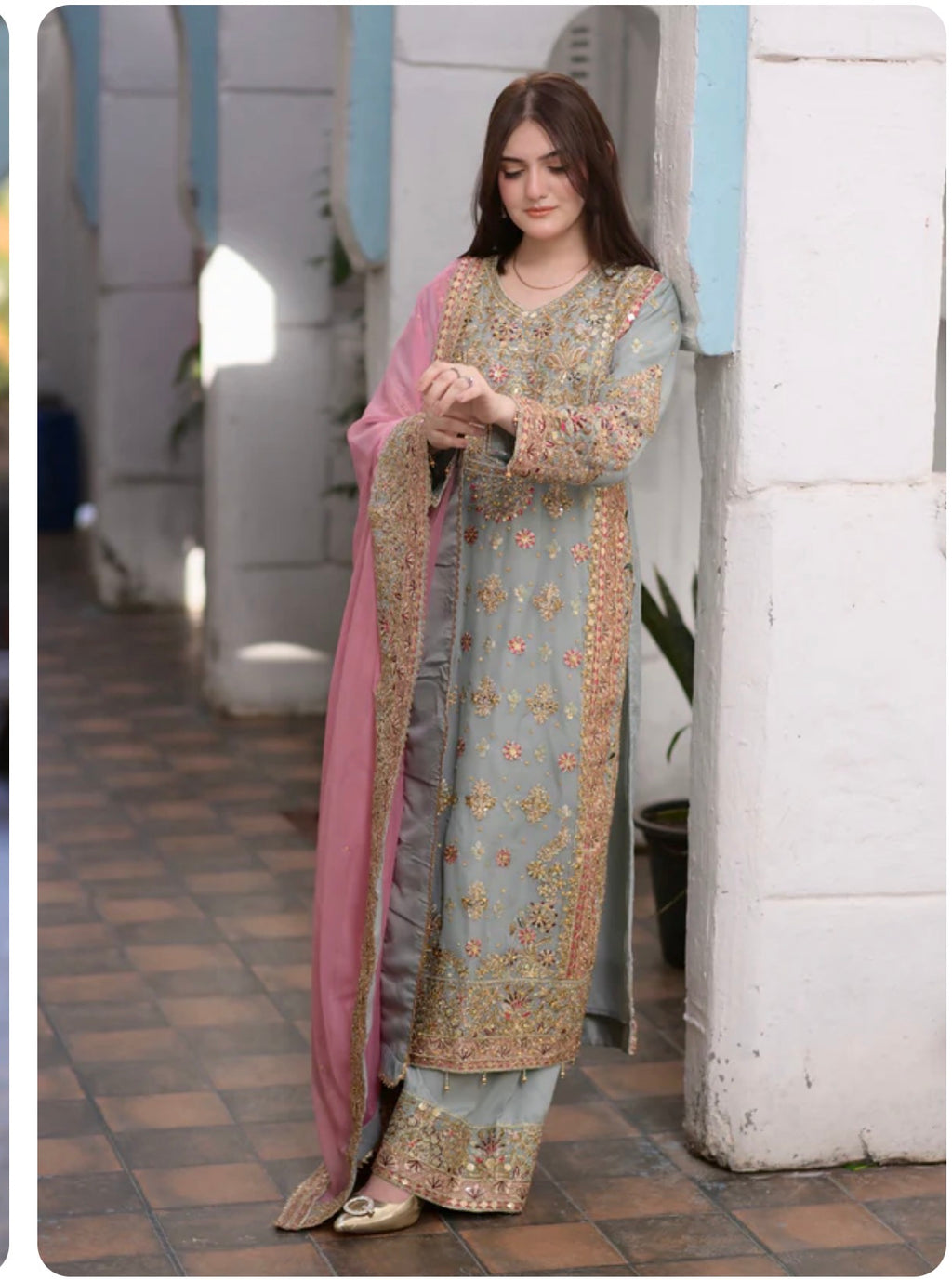 SAHAR | 3 piece heavy Embroidered chiffon wedding suit