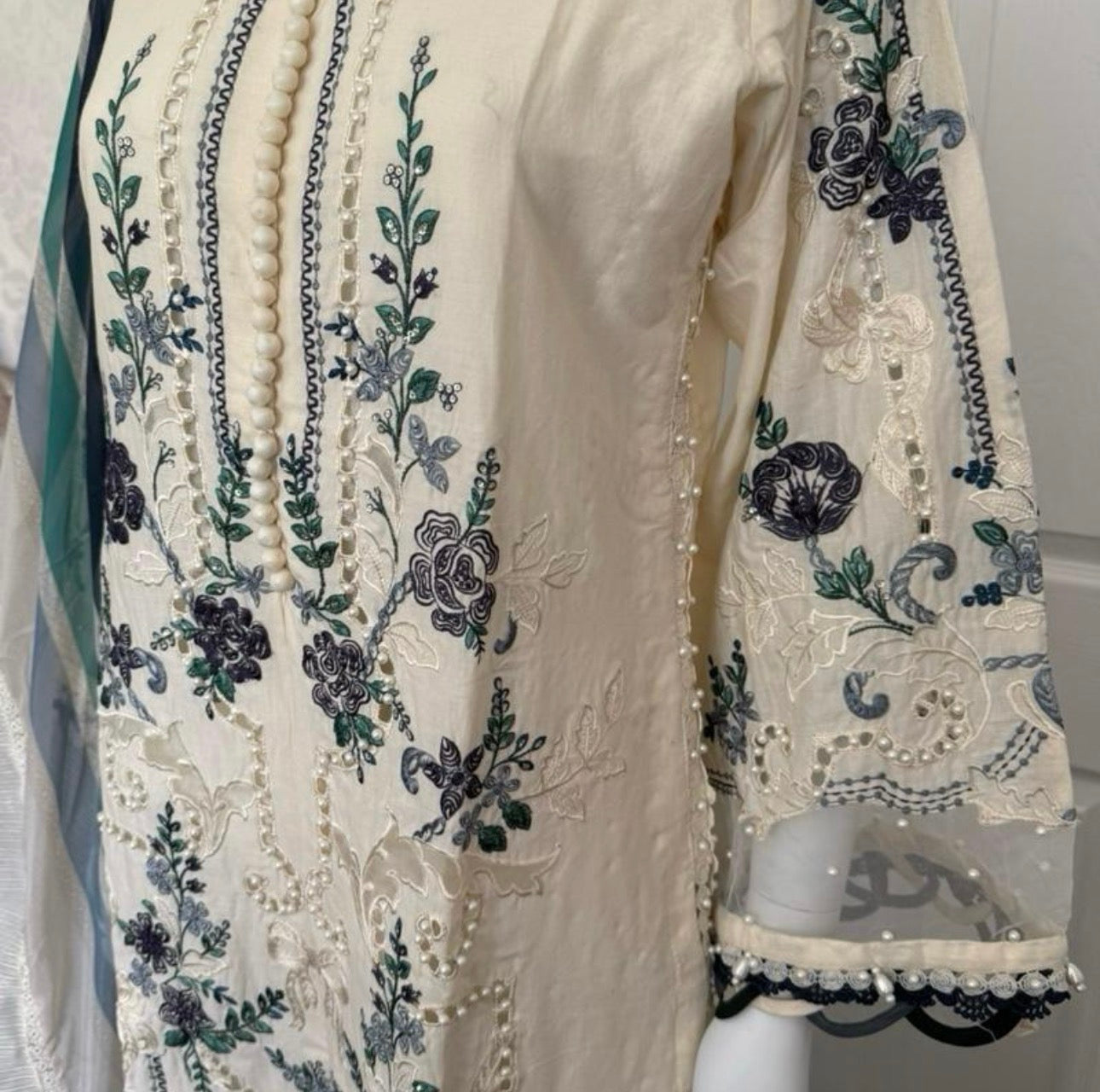 Azure Bloom | 3 piece Luxury Embroidered Lawn Suit