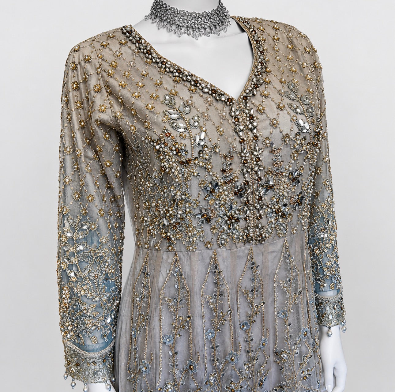 MASHAL | 3 piece heavy Embroidered Net wedding Dress