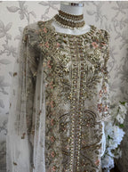 PEARLS | Pearl Champagne Hand Embellished Luxury 3 pcs Suit