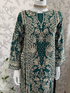 AFROZ Emerald | 3 piece Embroidered soft Organza Suit