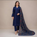 Midnight Blue | 3 piece Embroidered chiffon suit
