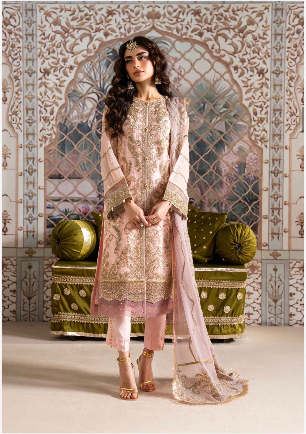 ALANI Blush Pink | 3 pieces Embroidered chiffon Suit