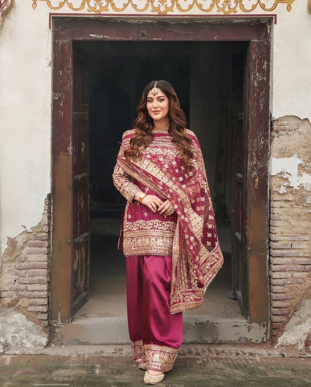 TABIR | 3 piece Luxury Embroidered silk Suit with LONG SHIRT | Wedding & Festive Wear