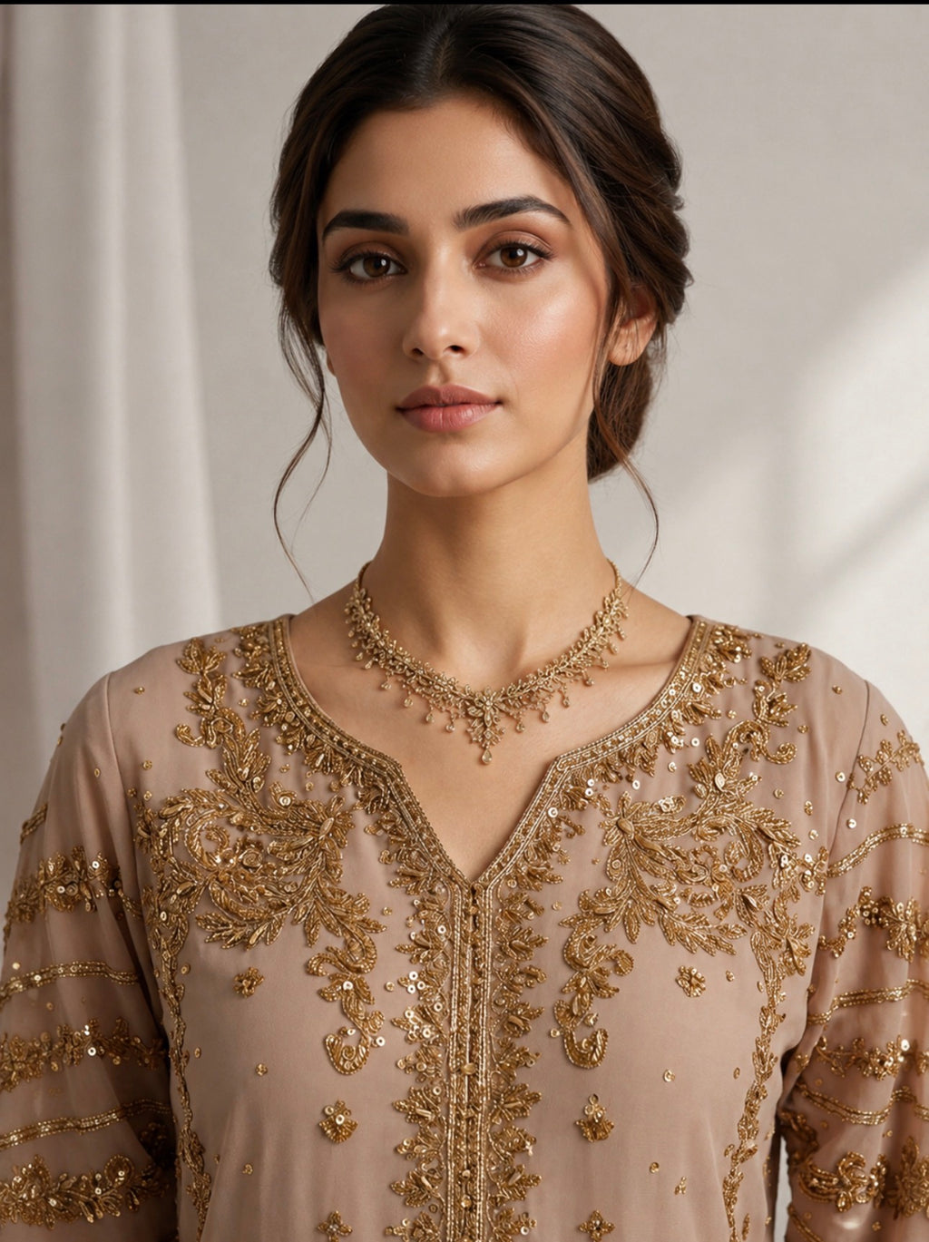 NAZLEEN | 3 piece embroidered Chiffon wedding Suit