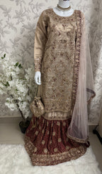 AMAIRA | 3 pieces heavy Embroidered shinny Masoori wedding Gharara Suit