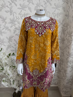 IMROZIAA | 3 piece Embroidered chiffon wedding Gharara Suit