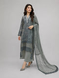 Sage Elegance | 3 piece Luxury Embroidered khaadi Net Suit