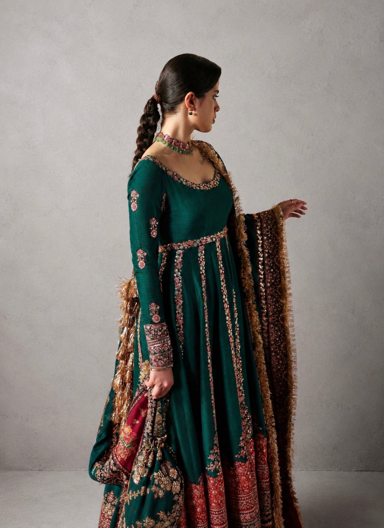 NAGHMA 3-Piece Pakistani Silk Maxi Dress – Luxury Embroidered Wedding Wear