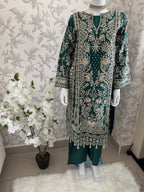 AFROZ Emerald | 3 piece Embroidered soft Organza Suit
