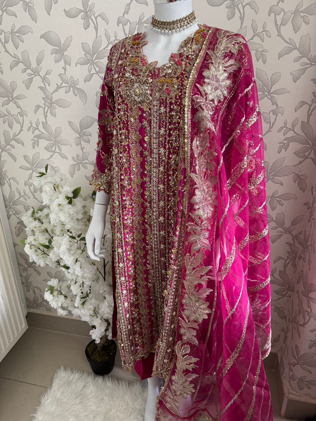 SAFINA | 3 pieces heavy Embroidered silk wedding Suit