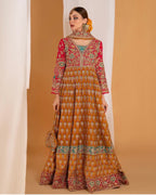 SATRANGI | 4 piece heavy Embroidered Chiffon Bridal Mayon Maxi suit