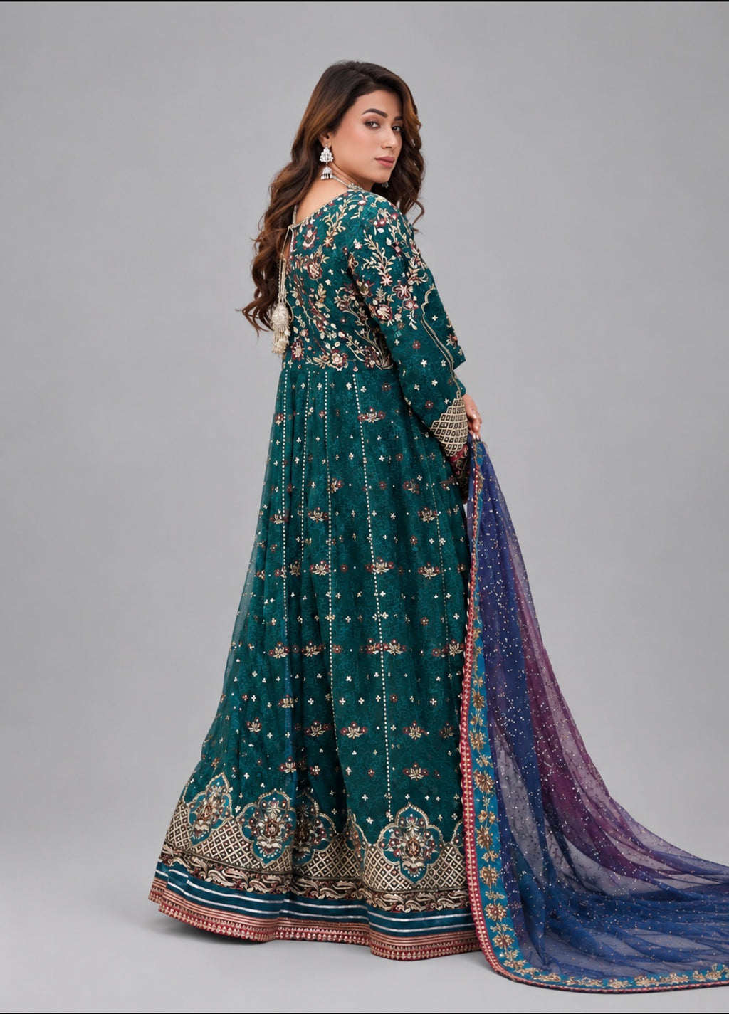 ANUM | 3 piece Heavy Embroidered chiffon Maxi dress