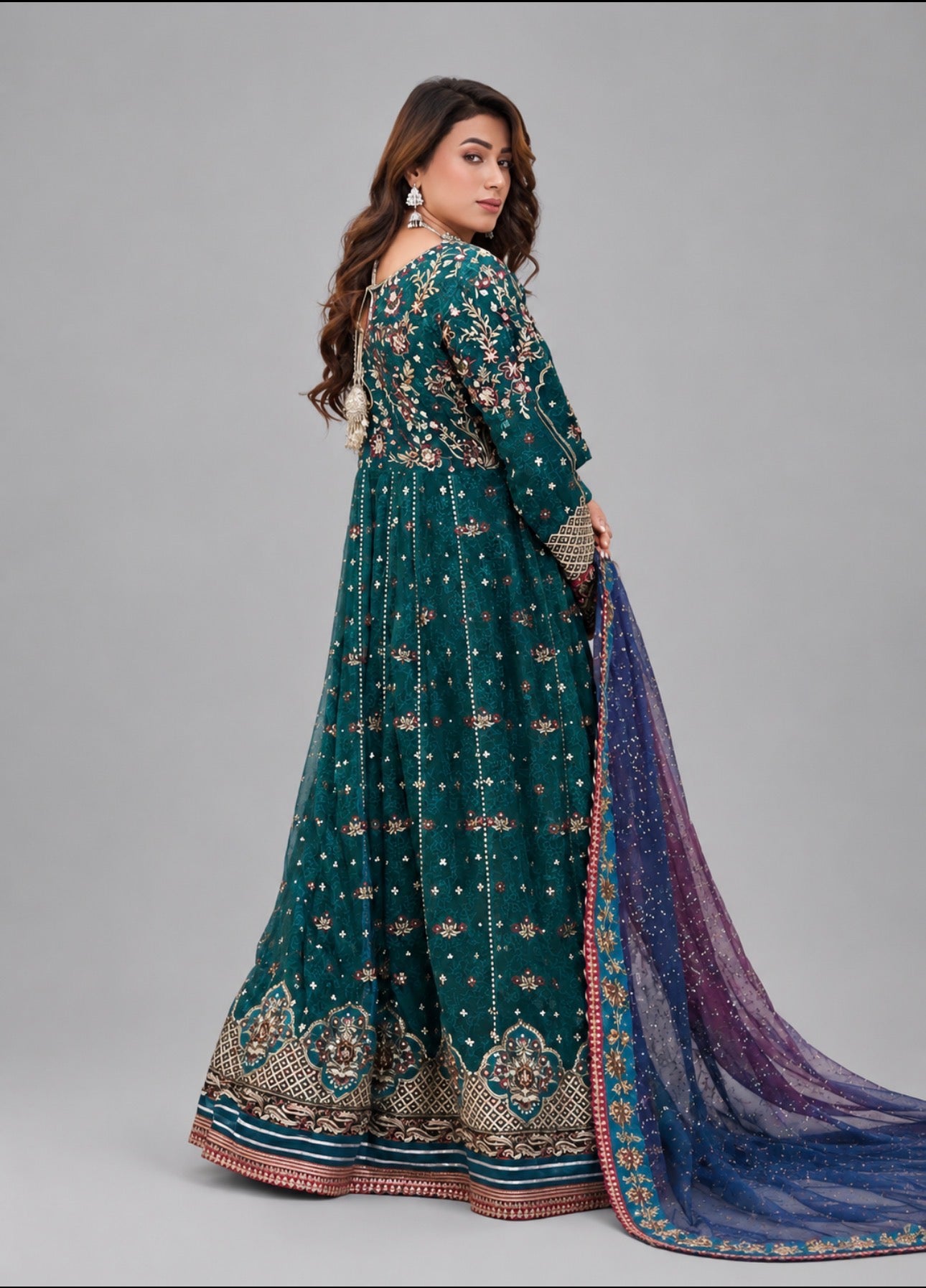 ANUM | 3 piece Heavy Embroidered chiffon Maxi dress