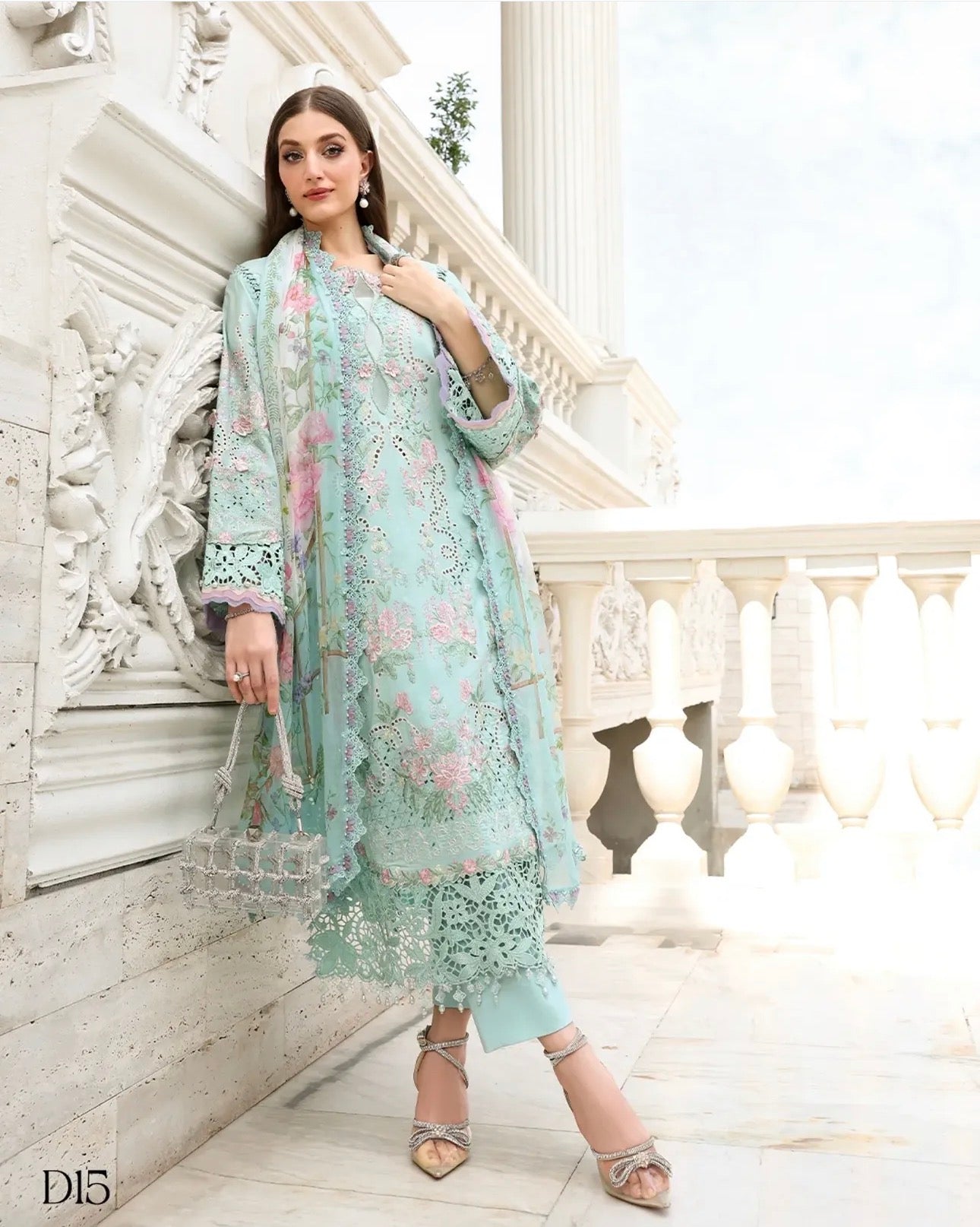 D15 MARIA.B inspired | 3 piece Embroidered Luxury Lawn suit