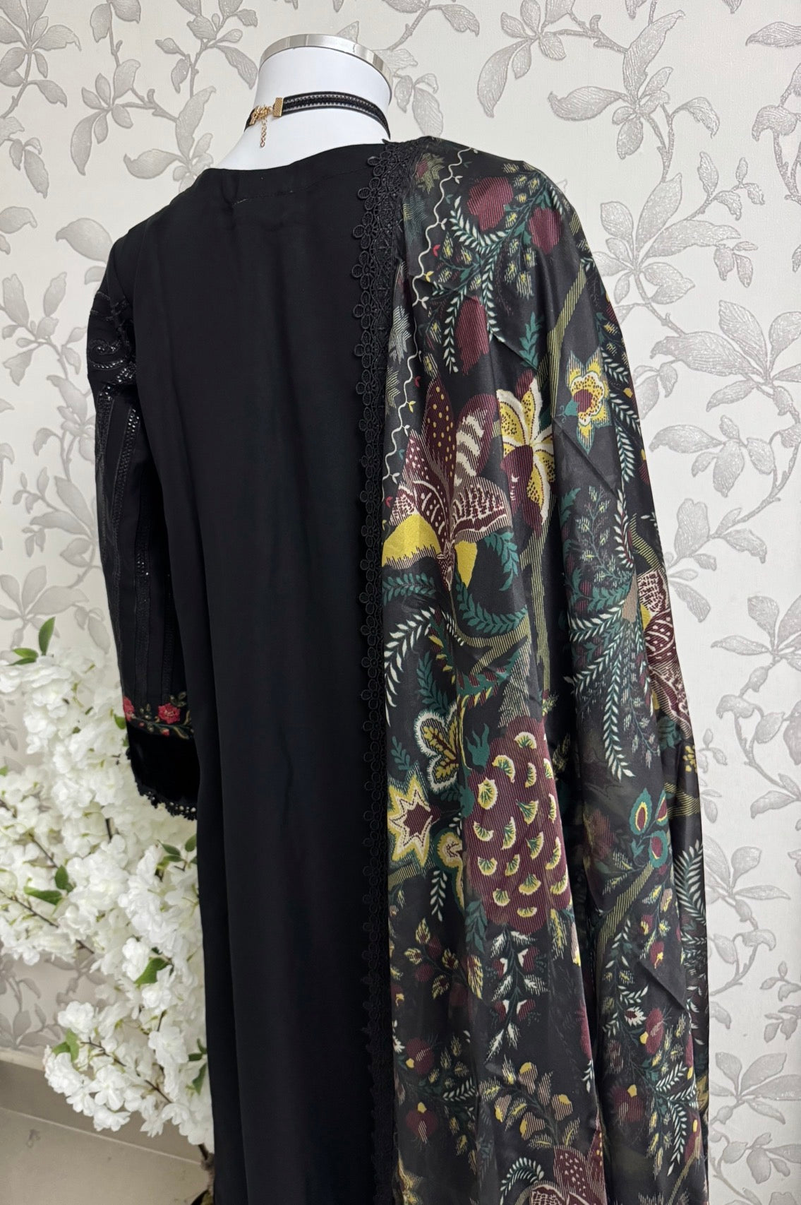 D9 MARIA.B Inspired Black Embroidered 3PC Suit