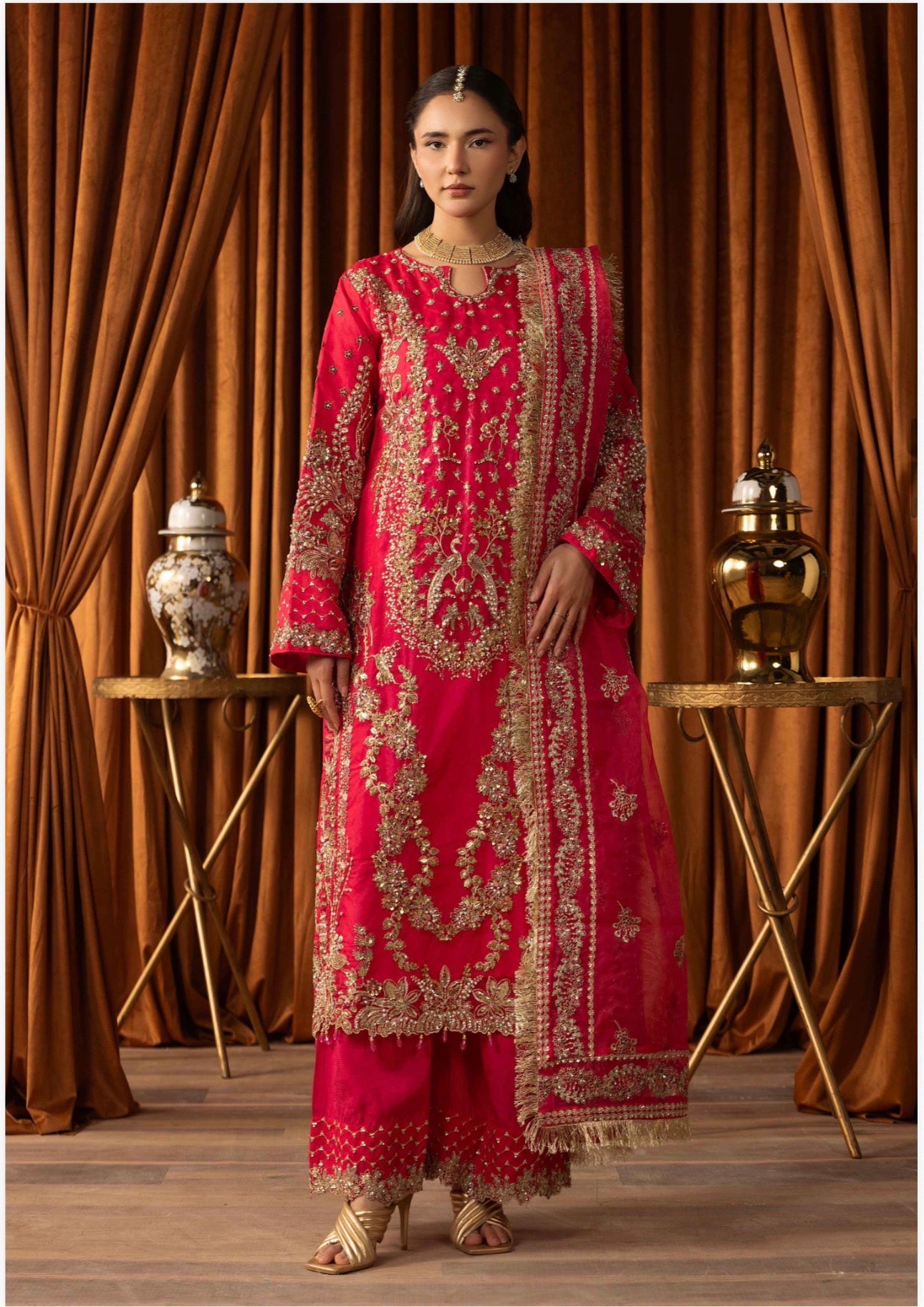 SANGEET | 3 piece heavy Embroidered soft organza Suit