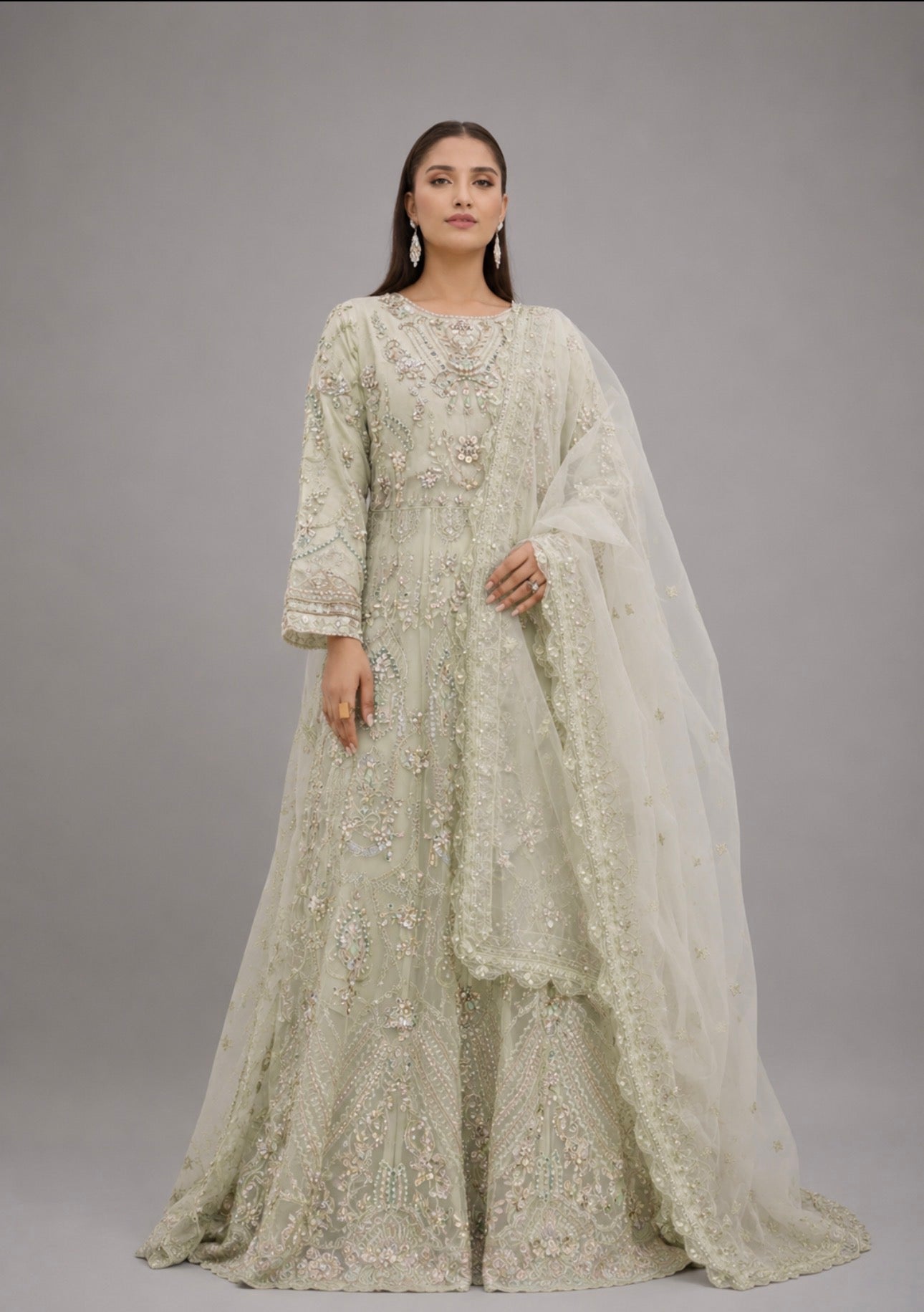 VANA | 3 piece heavy jewellery stones Embroidered soft Organza Maxi