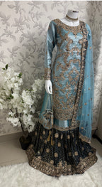 AMAIRA | 3 pieces heavy Embroidered shinny Masoori wedding Gharara Suit