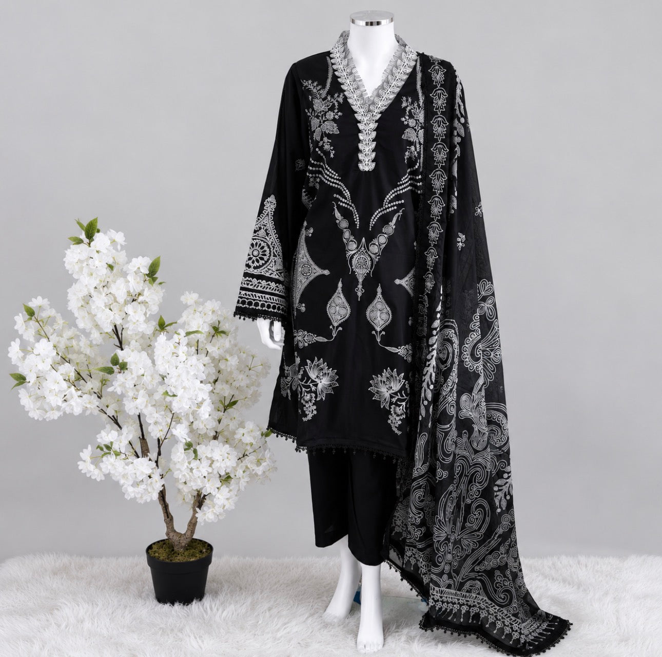 3A-M BASICS by MARIA.B ORIGINAL | 3 piece stitched Lawn suit