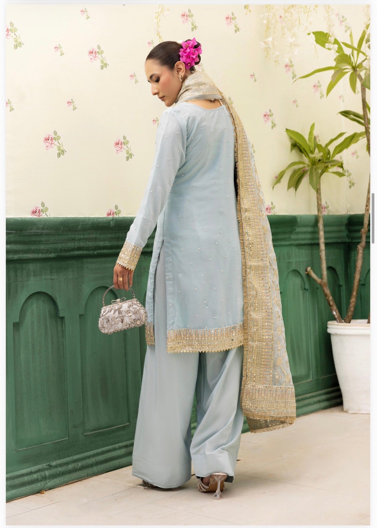 HAYA | 3 piece chiffon suit with heavy embroidered organza duppatta