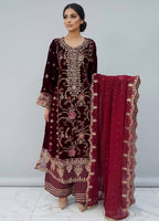 MAHRUKH | 3 piece Heavy Embroidered velvet wedding Suit
