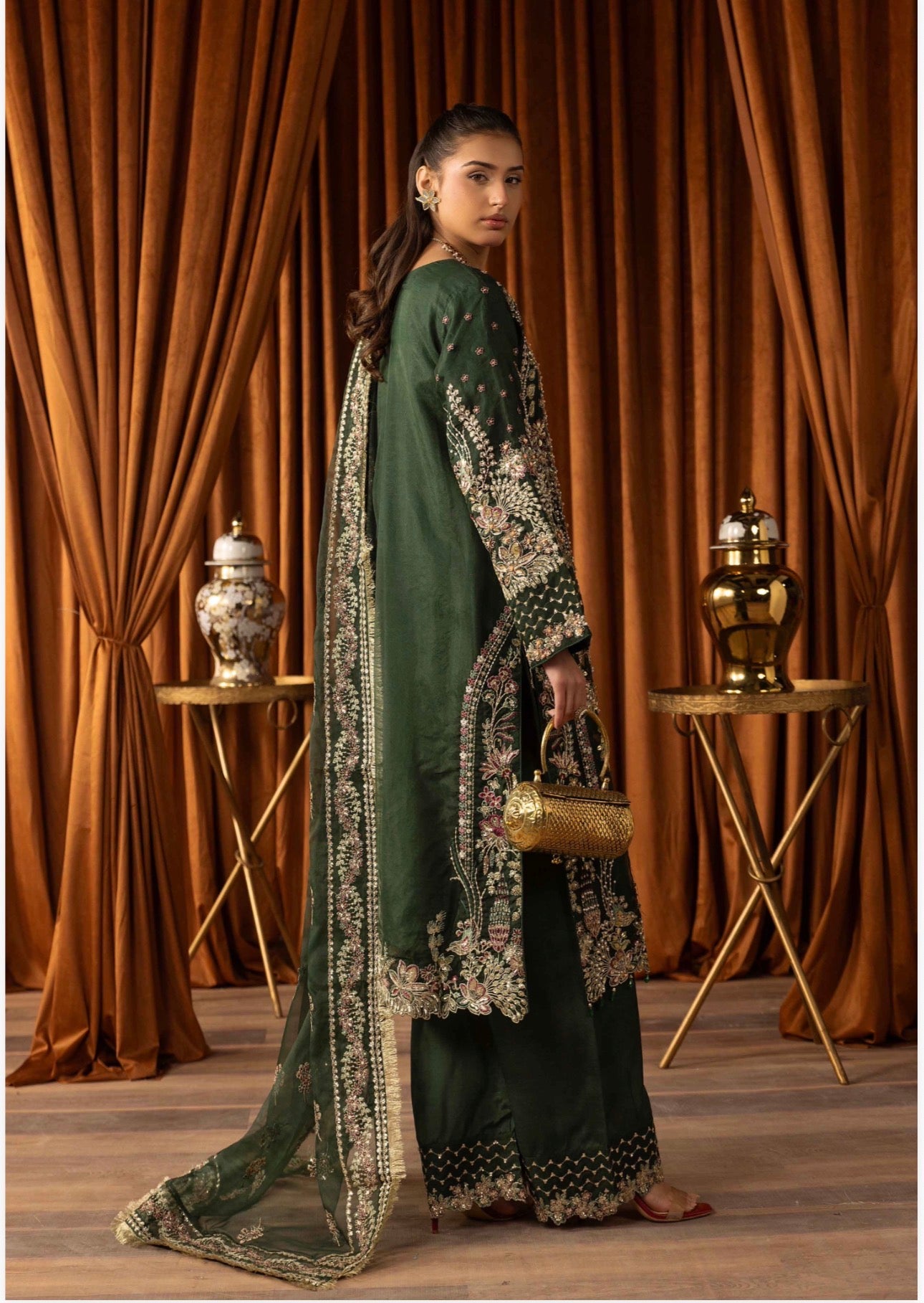 SANGEET | 3 piece heavy Embroidered soft organza Suit