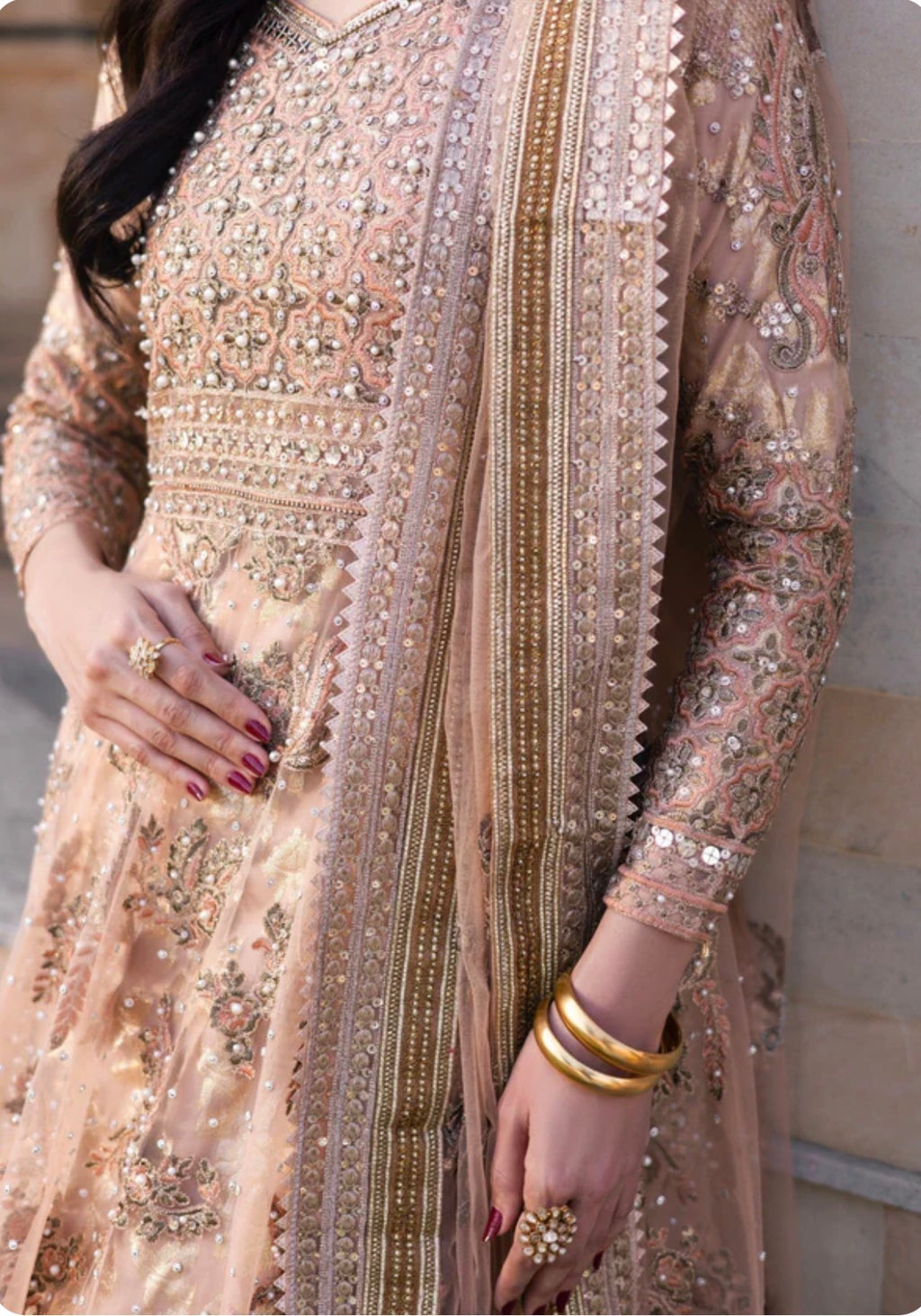 GUL-NOOR 3-Piece Pakistani Embroidered Maxi Dress – Luxury Wedding Wear