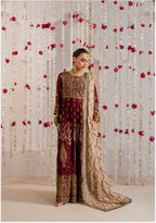 ALANI Royal Maroon | 3 pieces heavy embroidered chiffon Maxi Dress