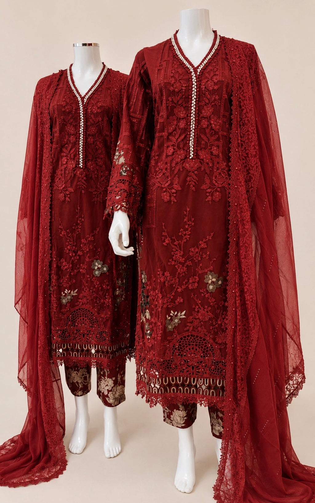 RUBY ROYALE | 3 piece Luxury Embroidered Net pakistani Suit