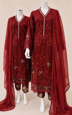 RUBY ROYALE | 3 piece Luxury Embroidered Net pakistani Suit