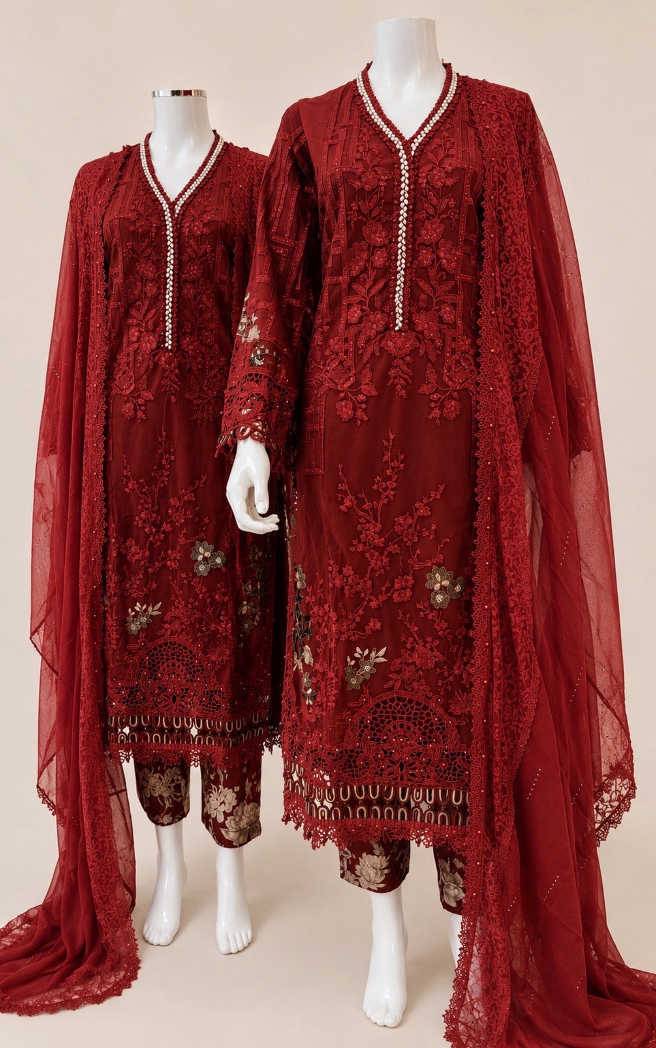 RUBY ROYALE | 3 piece Luxury Embroidered Net pakistani Suit