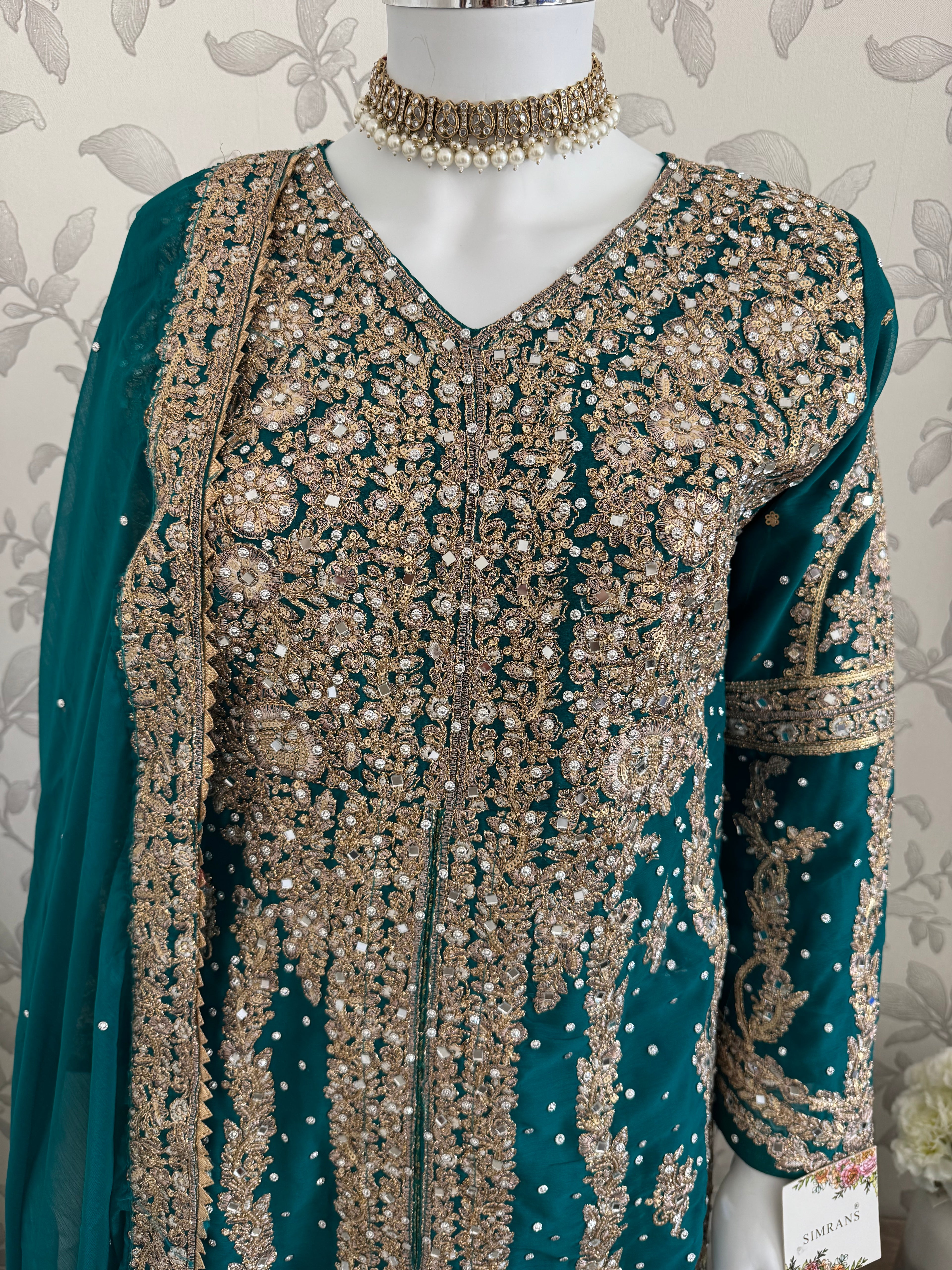 AFREEN | 3 piece Heavy Embroidered Chiffon wedding Suit