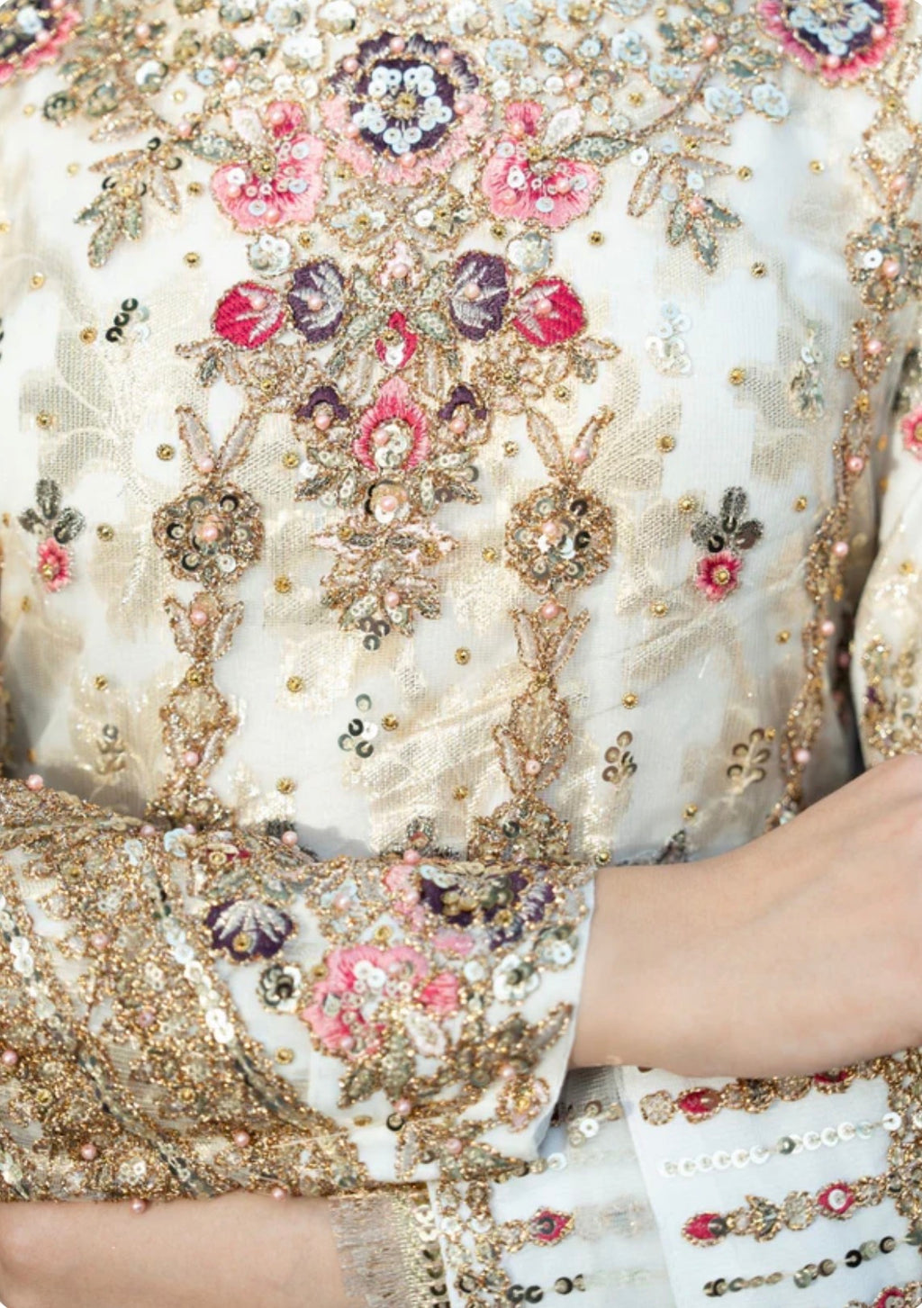 AROMMA | 3 piece Luxury Embroidered wedding anarkali Maxi dress comes with Potli bag